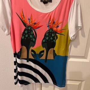 Colorful Graphic T-Shirt with Heels Design